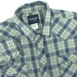 VTG Wrangler Western Shirt Mens XL Multicolor Long‎ Sleeve Pearl Snap Cowboy